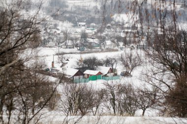 Tipik Ukraynalı köy kış merkezi Ukrayna