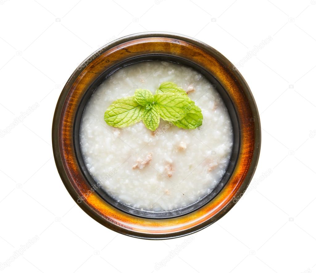 Chinese rice gruel in bowl 