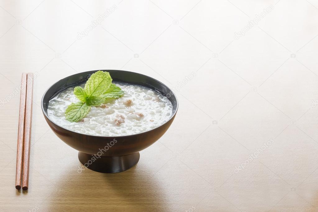 Traditional chinese  rice gruel in bowl 