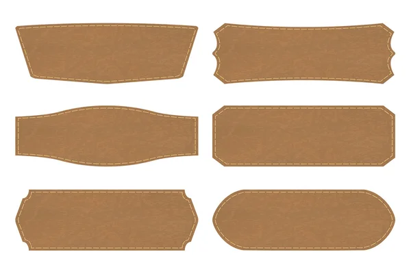 Набор форм кожаных табличек или кожаных этикеток — стоковый вектор