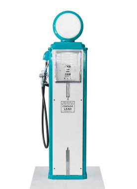 Beyaz arka plan üzerinde Vintage mavi yakıt pompası