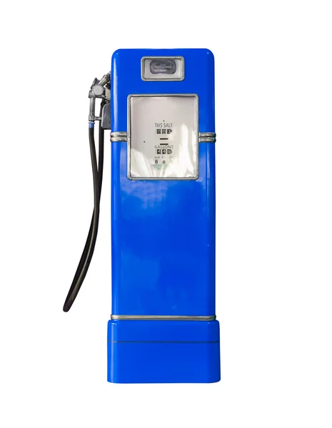 Vintage blue fuel pump on white — Stock Photo, Image