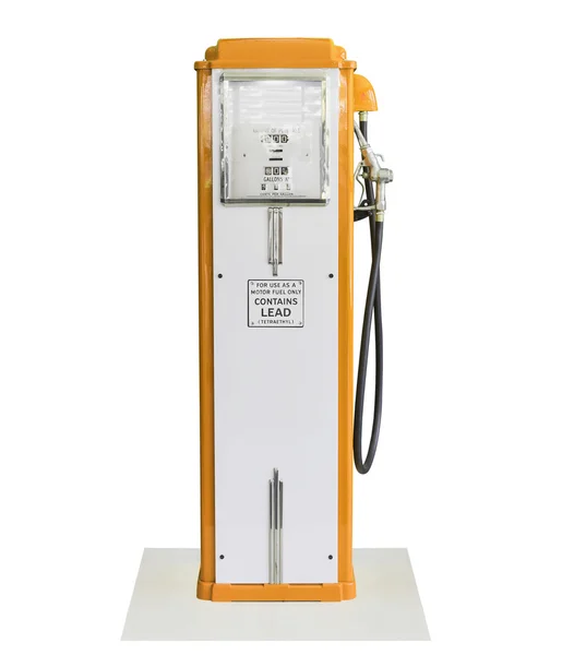 Vintage orange fuel pump on white background — Stock Photo, Image