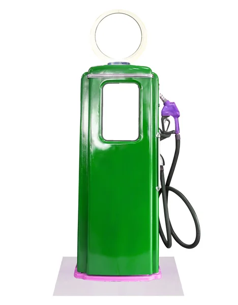 Vintage green fuel pump on white background — Stock Photo, Image