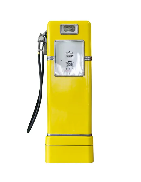 Vintage yellow fuel pump on white — Stock Photo, Image