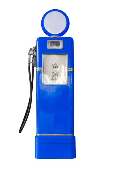 Vintage blue fuel pump on white — Stock Photo, Image