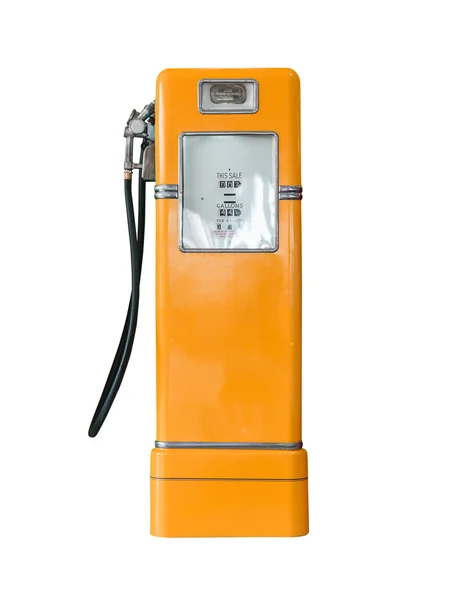 Vintage orange fuel pump on white — Stock Photo, Image