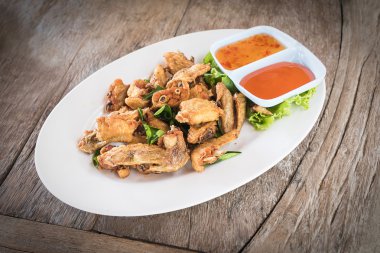 Üstten Görünüm derin kızarmış tavuk kanadı