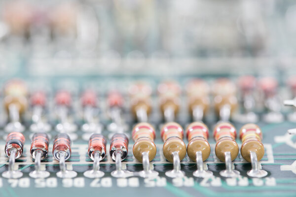 Closeup electronic hardware on the circuit board