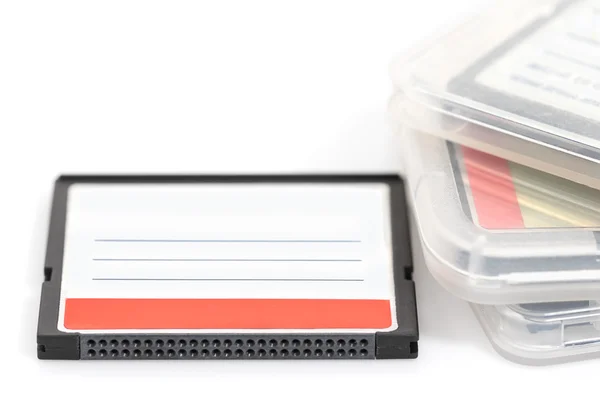 Tarjeta de memoria flash compacta y estuche — Foto de Stock