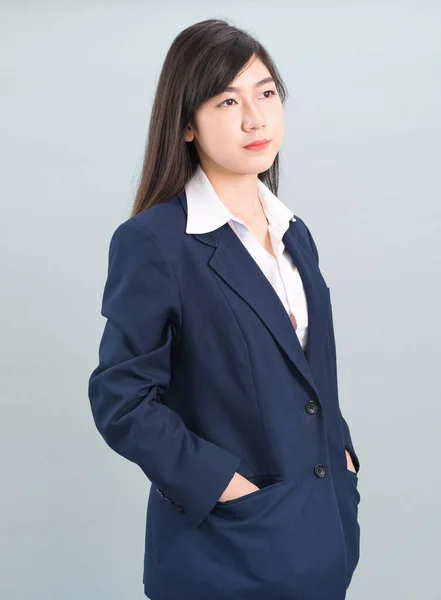 Portrait Asian Businesswoman Isolated Gray Background — Stock Photo, Image