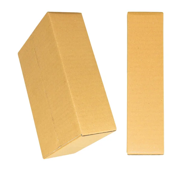 Mockup Para Diseño Caja Cartón Marrón Cerrada Aislada Sobre Fondo —  Fotos de Stock