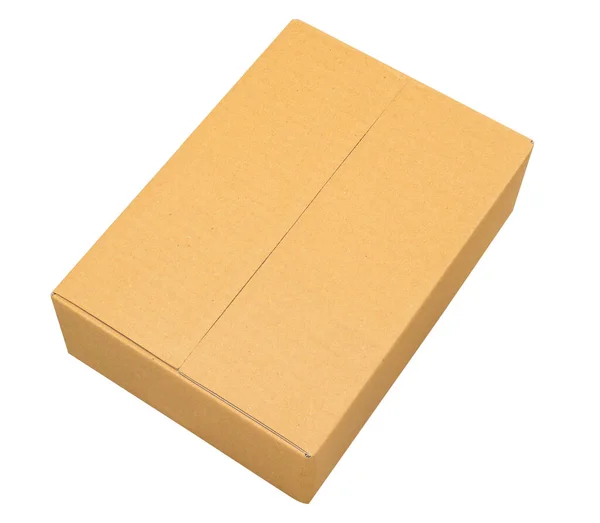 Makieta Projektowania Zamknięte Brązowe Pudełko Kartonowe Izolowane Białym Tle — Zdjęcie stockowe