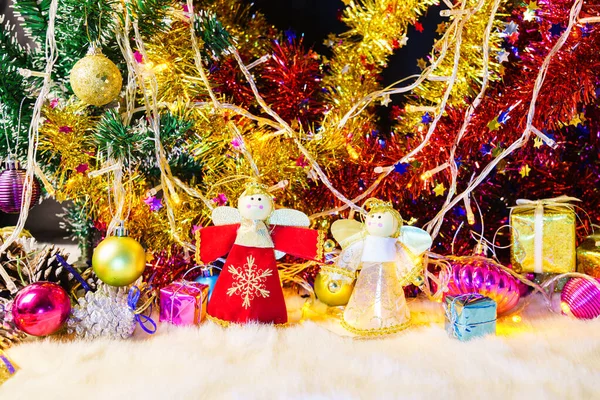 Close Kerst Ornamenten Decoraties Met Verlichting — Stockfoto