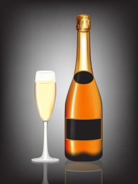 şampanya şişesi turuncu ve siyah şampanya kadehi