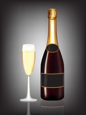 şampanya şişesi kırmızı ve siyah şampanya kadehi