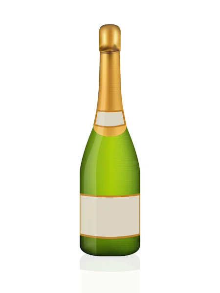 Champagneflaska på vit — Stock vektor