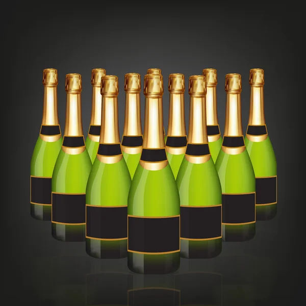 Бутылка шампанского в ряд — стоковый вектор