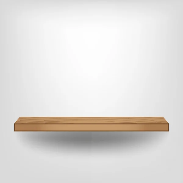 Rak kayu kosong pada warna putih - Stok Vektor