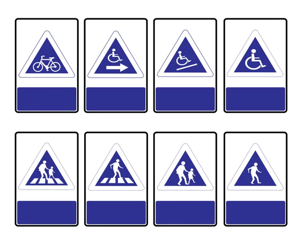 Triangle blue road signs — Stock Vector