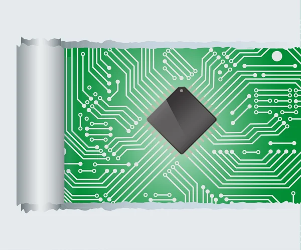 Papier déchiré avec circuit imprimé — Image vectorielle