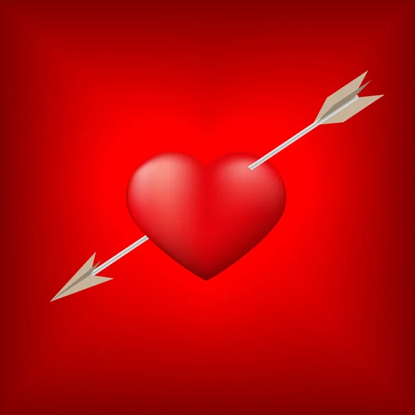 Red heart pierced by arrow — Stock Photo, Image