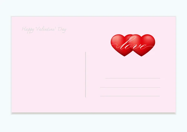 Red heart with envelope pink — Stockfoto