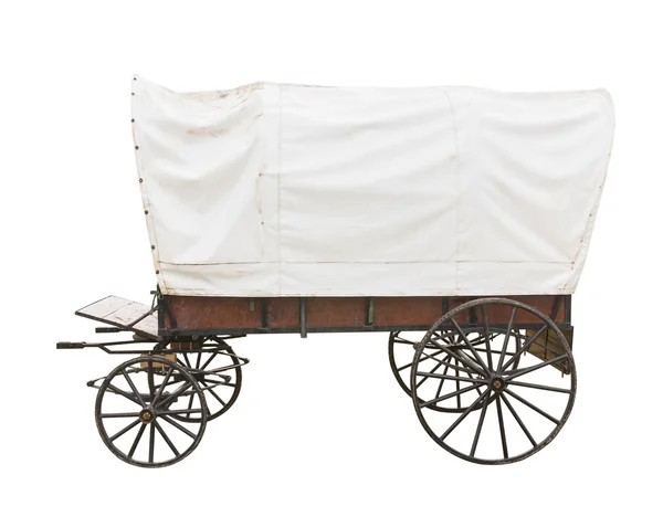 Täckt vagn på vit — Stockfoto