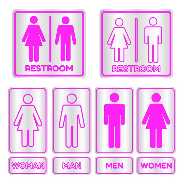 Pink square restroom  Sign set with text — Stock Vector