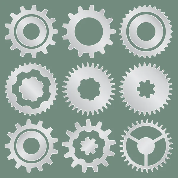 Collecte vectorielle de roues dentées en aluminium — Image vectorielle