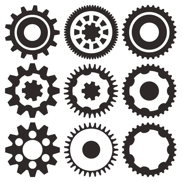 Vector collection of gear wheels — Stock Vector