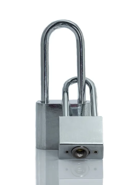 Metallic padlock isolated on white — Stock Photo, Image