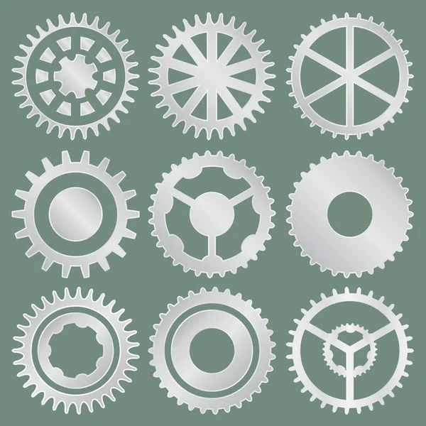 Vector collection of aluminum gear wheels — Stock Vector