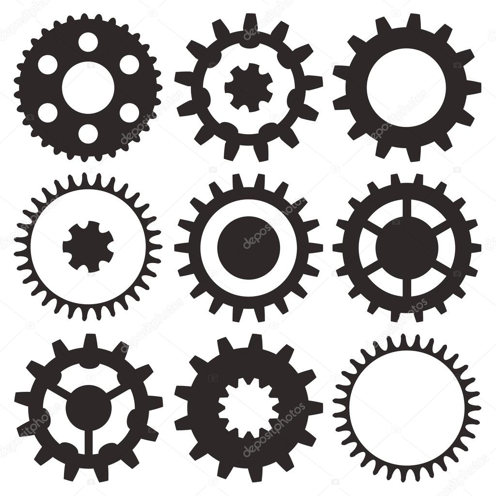 Vector collection of gear wheels