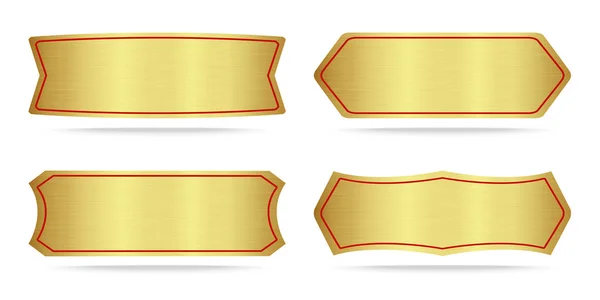 Set of Metallic gold name plate Stock Vector