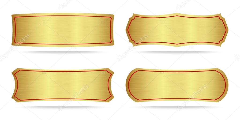 Set of Metallic gold name plate 