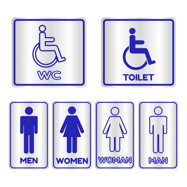 Blue square restroom Sign set with text — Stock Photo, Image