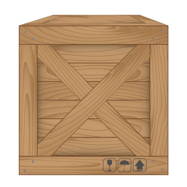 Of brown wooden box on white — Stockfoto