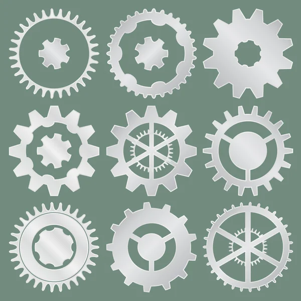 Vector collection of aluminum gear wheels — Stock Vector