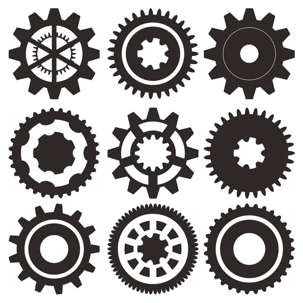 Vector collection of gear wheels — Stock Vector