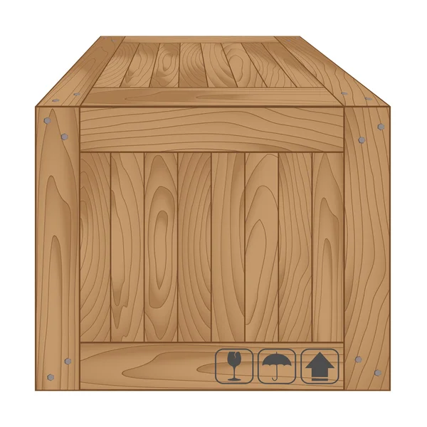 Caixa de madeira marrom na branca1 — Vetor de Stock