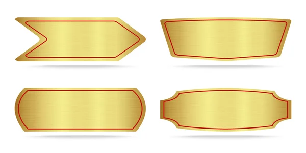 金属の金のネーム プレートのセット — ストックベクタ