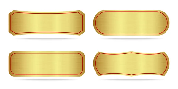 Set of Metallic gold name plate — Stock Vector