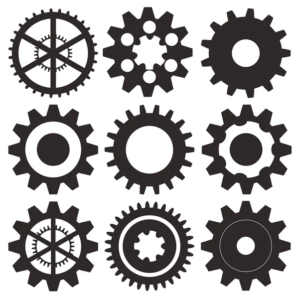 Vector collection of gear wheels — Stock Vector