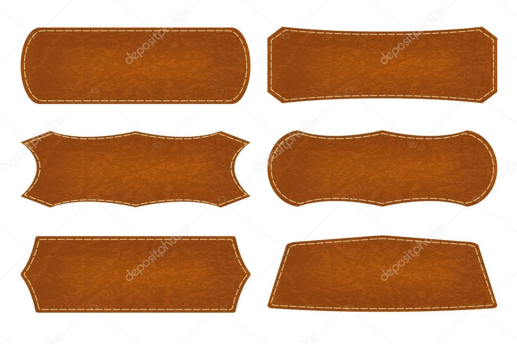 Set of 6 shapes leather sign labels