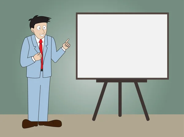 Businessman presentation on whiteboard — Stock Vector