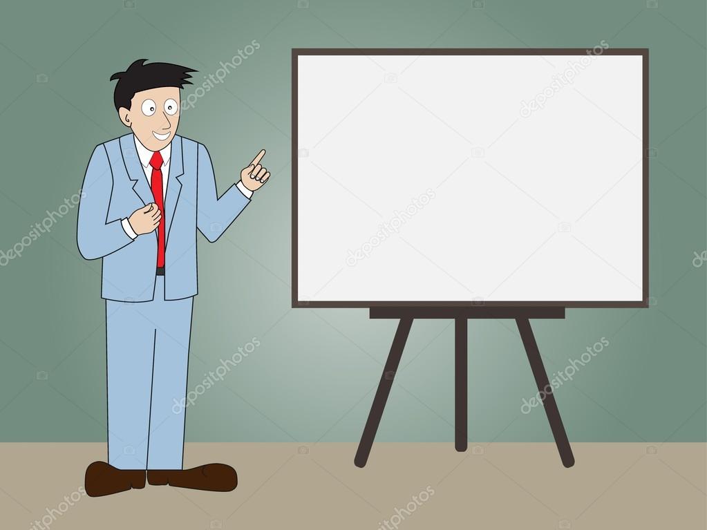 Businessman presentation on whiteboard