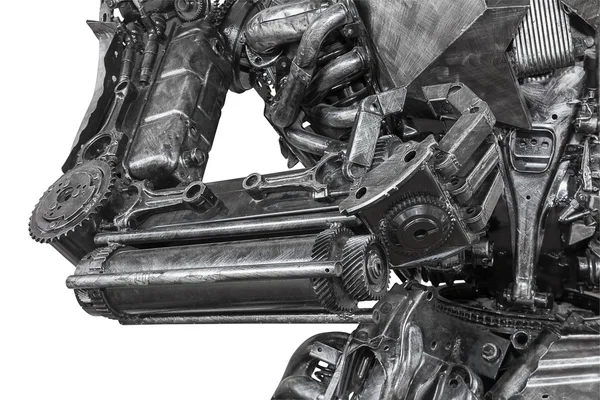 Primo piano Scultura macchina da guerra in rottami metallici — Foto Stock