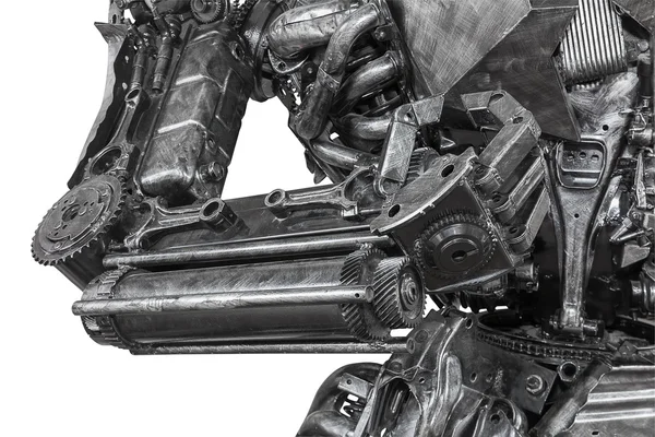 Closeup War machine sculptuur gemaakt van schroot — Stockfoto