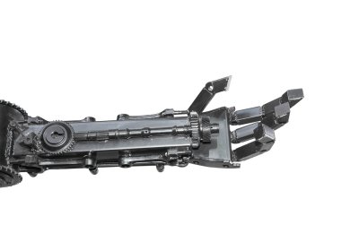 Cyborg heykel izole hurda metalden yapılmış el